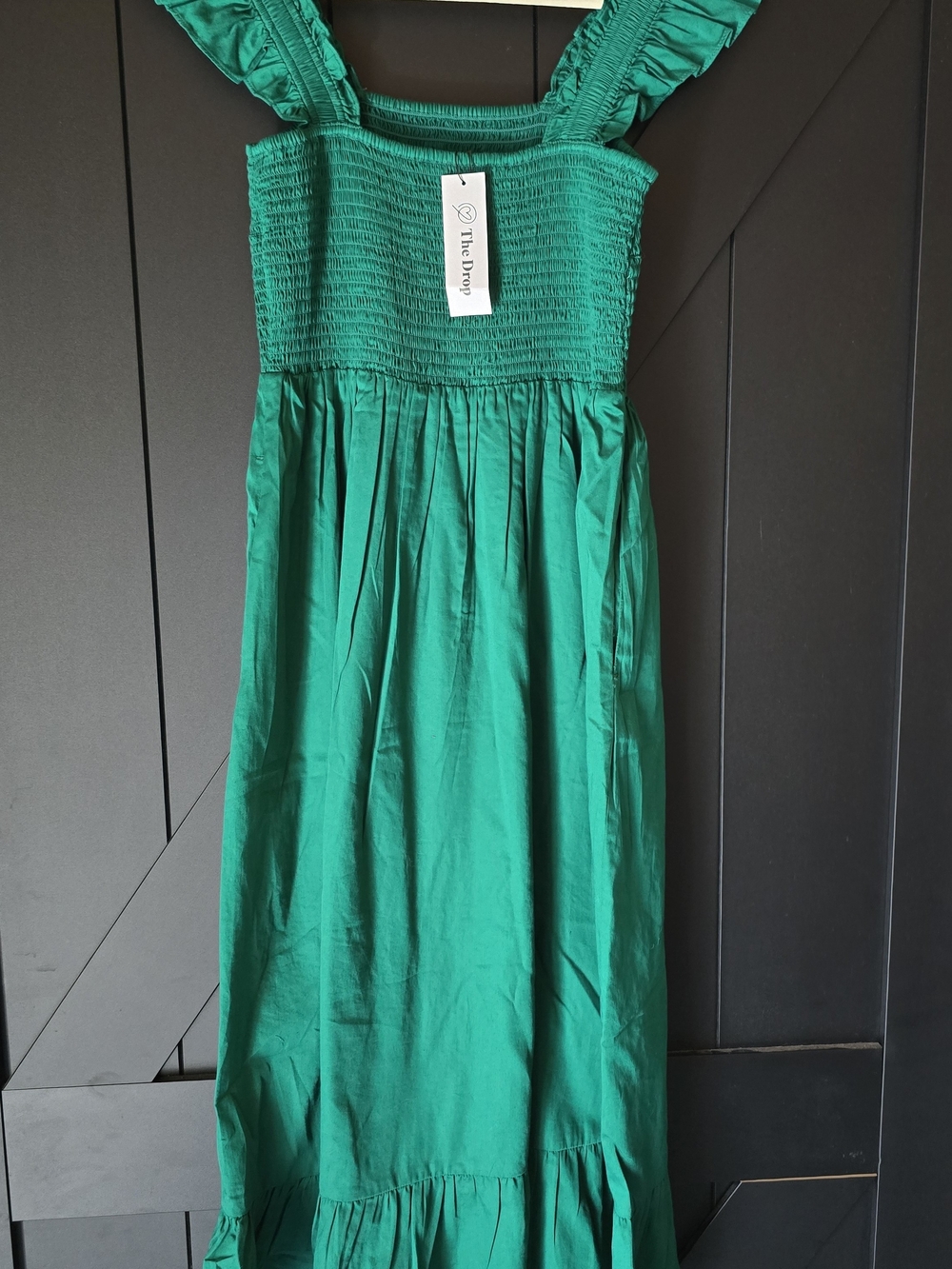 The Drop Women's Emerald Green Maxi Dress with Smocked Bodice